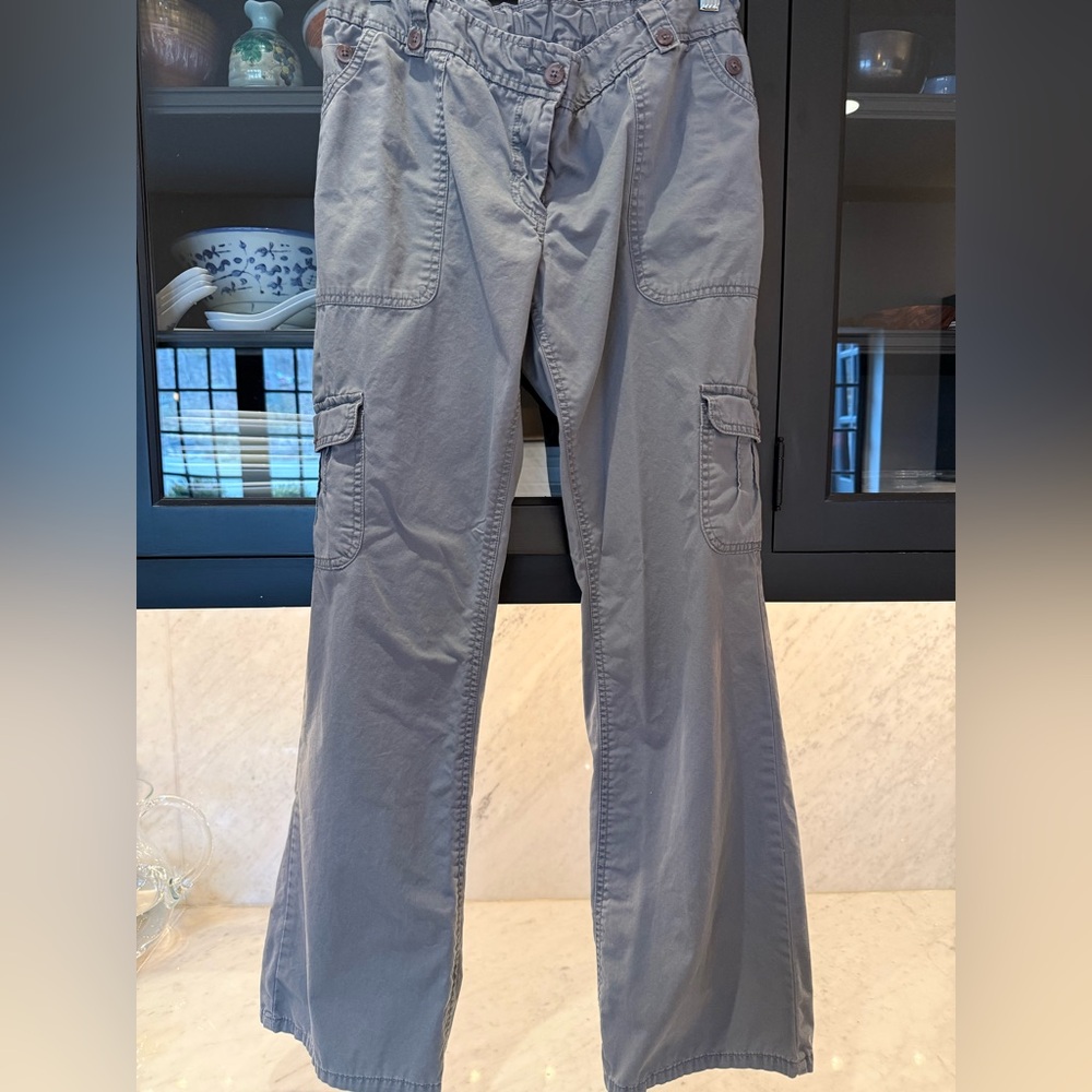 Liz Lange Maternity Dark Gray Cotton Cargo Long pants Comfort Casual Small Y2K